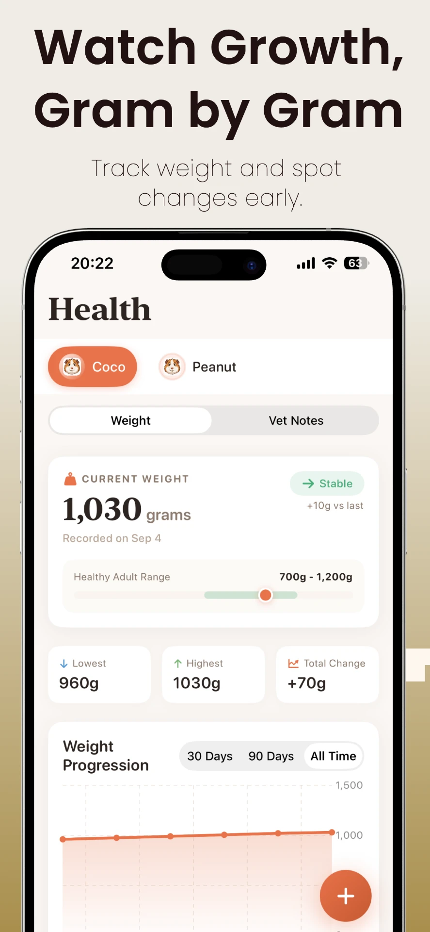 Piggy Planner individual weight log and weight progression chart